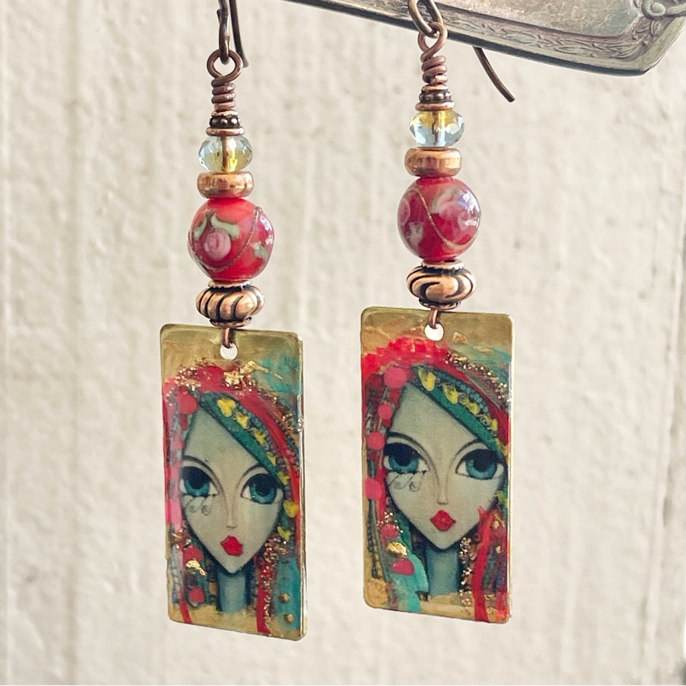ARTISAN Earrings “Bohemian Girl” - Dangles - Picture 8 of 11